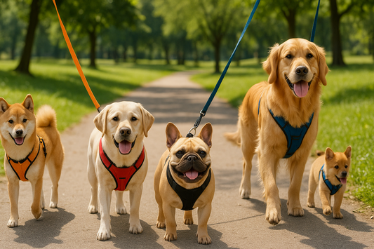Chien-portant-un-harnais-ergonomique-confortable-pendant-une-promenade