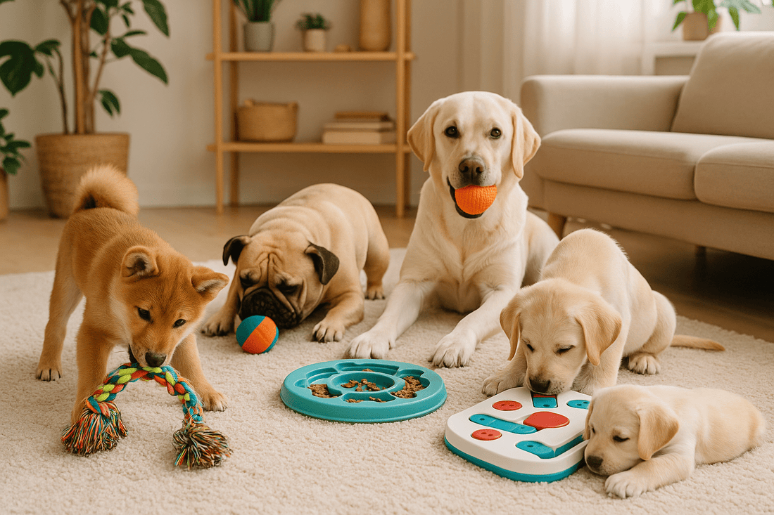 Chiot-occupé-avec-un-jouet-interactif-anti-ennui