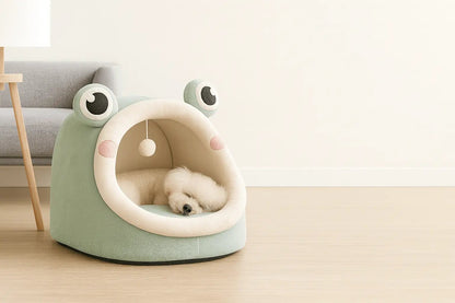 Chien-dans-lit-grenouille