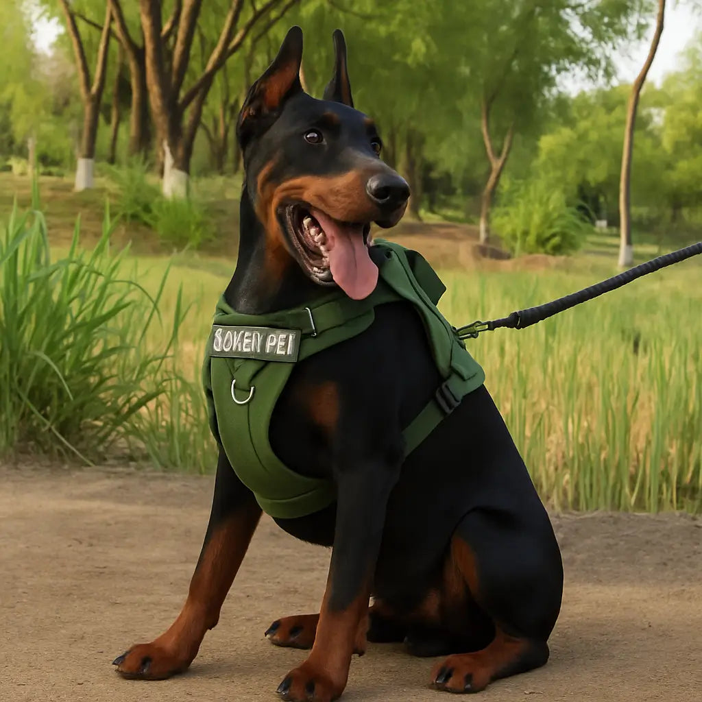 Harnais-anti-traction-robuste-laisse-vert