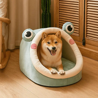 Lit-pour-chien-grenouille-vert